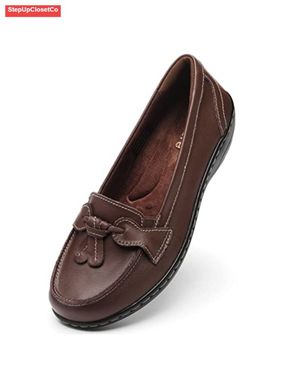 Genuine Leather Tassel Loafers Slip-On Flats Memory Foam Work Shoes
